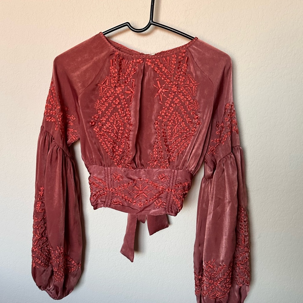 Embroidered free people top